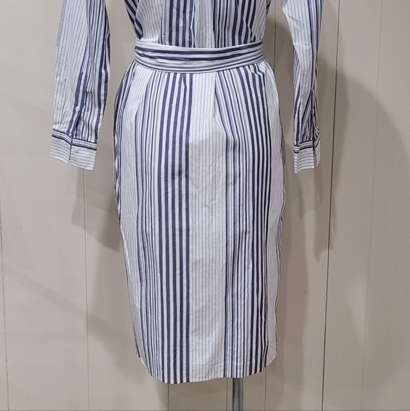 Striped Belted Midi Cotton Shirt Dress Womens Size XS - Picture 7 of 14